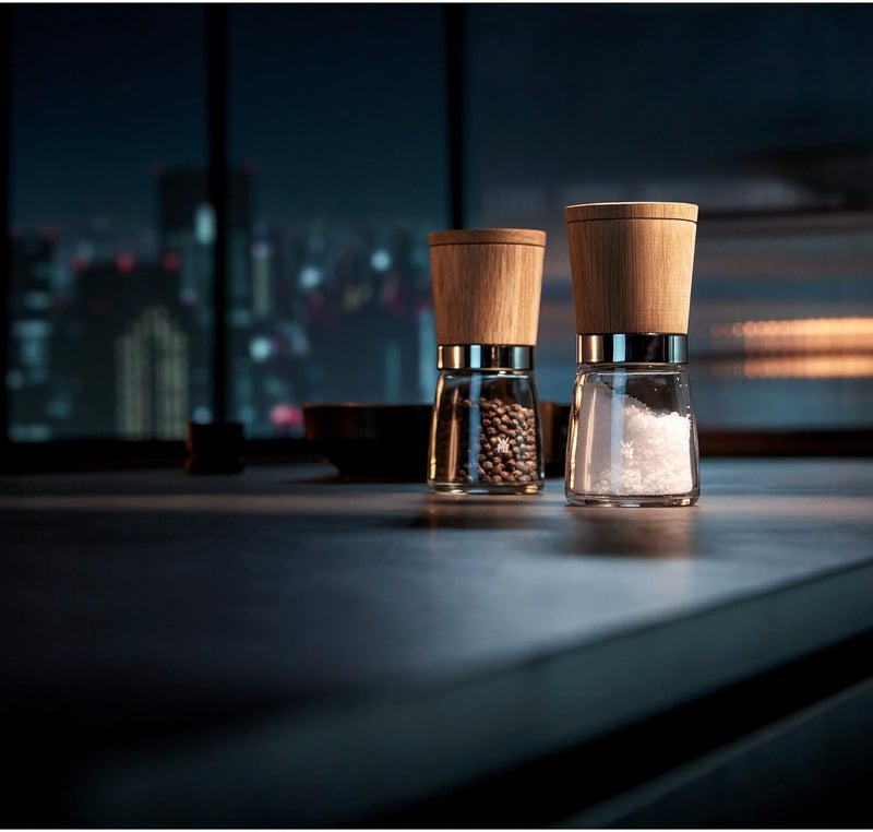 Salt and Pepper Mills Set of 2 with Wooden Tops - Image 2