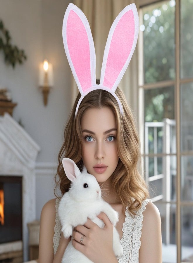 SUMERSHA Easter Bunny Ears Headband Rabbit Ear Headband Easter Cosplay Hairband Halloween Party Costume Accessory (White) - Image 4