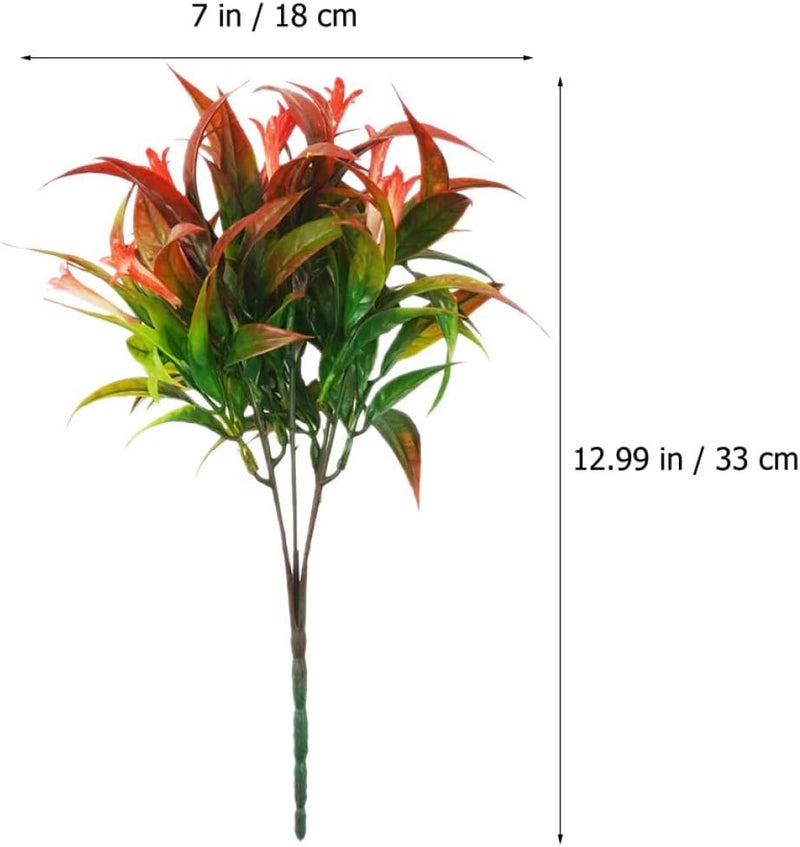 Homoyoyo 6pcs Artificial Trumpet Vine Flowers with Green Leaves, Red Plastic Floral Stems for Home and Outdoor Decoration, Wedding and Photo Prop Faux Plant Bouquet - Image 2