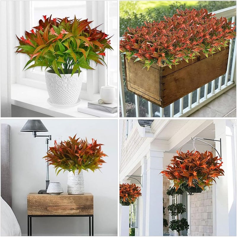 Homoyoyo 6pcs Artificial Trumpet Vine Flowers with Green Leaves, Red Plastic Floral Stems for Home and Outdoor Decoration, Wedding and Photo Prop Faux Plant Bouquet - Image 4