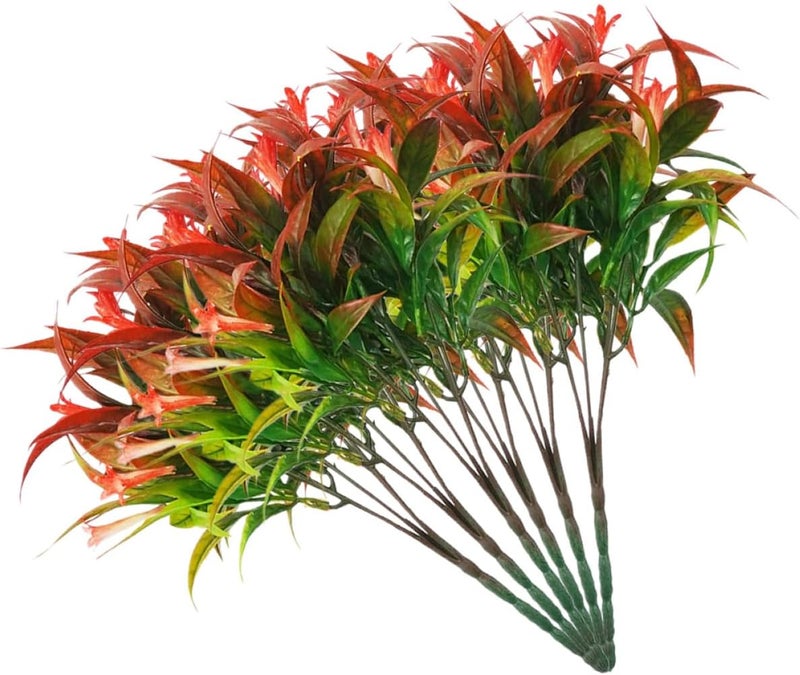 Homoyoyo 6pcs Artificial Trumpet Vine Flowers with Green Leaves, Red Plastic Floral Stems for Home and Outdoor Decoration, Wedding and Photo Prop Faux Plant Bouquet - Image 1