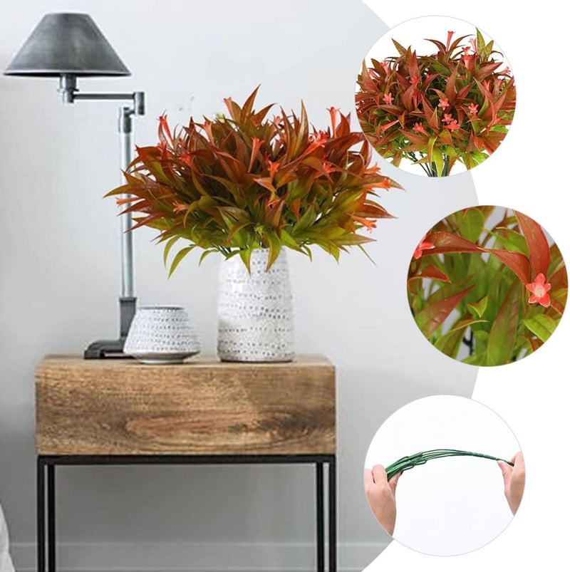 Homoyoyo 6pcs Artificial Trumpet Vine Flowers with Green Leaves, Red Plastic Floral Stems for Home and Outdoor Decoration, Wedding and Photo Prop Faux Plant Bouquet - Image 5