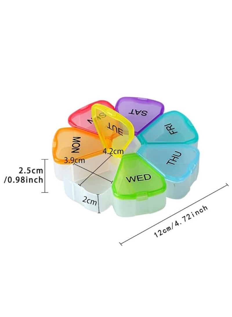 Portable Weekly Pill Box Organiser , Petal Shaped Travel Pill Case Easy to Open 7 Day Premium Quality Tablet Box for Vitamins Fish Oils Supplements and Medicine Travel | Easy To Carry | Daily Use  (Multicolor) - Image 3