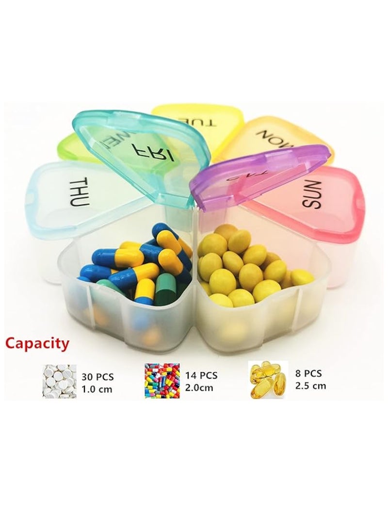 Portable Weekly Pill Box Organiser , Petal Shaped Travel Pill Case Easy to Open 7 Day Premium Quality Tablet Box for Vitamins Fish Oils Supplements and Medicine Travel | Easy To Carry | Daily Use  (Multicolor) - Image 2