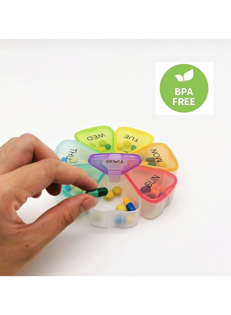 Portable Weekly Pill Box Organiser , Petal Shaped Travel Pill Case Easy to Open 7 Day Premium Quality Tablet Box for Vitamins Fish Oils Supplements and Medicine Travel | Easy To Carry | Daily Use  (Multicolor) - Image 4