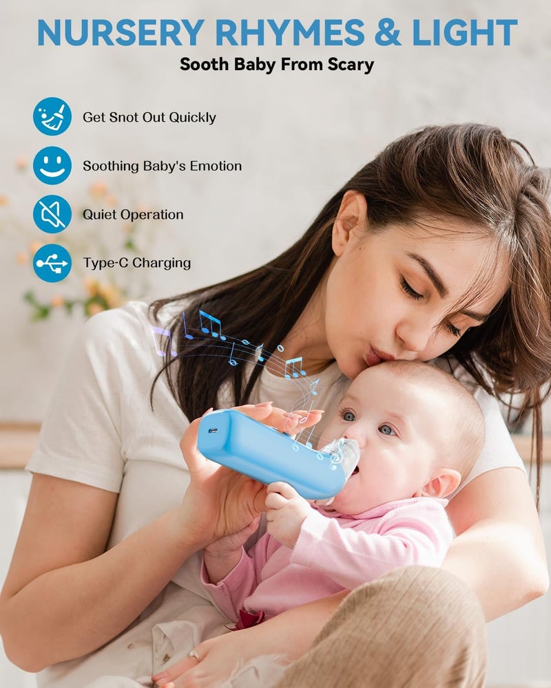 Horigen Nasal Aspirator for Baby Electric Baby Nose Suction with 5 Adjustable Levels Suction USBC Rechargeable Mucus Cleaner with Lights and Music Baby Nasal Aspirator for Toddler with 3 Silicone Tip - Image 5
