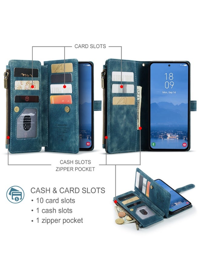 general Wallet Case Compatibility with Samsung Galaxy S25 Ultra with Card Holder Kickstand Magnetic Zipper Pocket Lanyard Strap Wristlet,Leather Flip Case Wallet for Galaxy S25 Ultra 6.9 Inch - Image 3