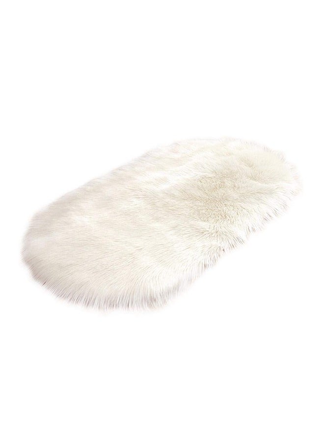 Generic Soft and Comfortable White Oval Plush Area Rug — Size 40×60cm, Perfect for Enhancing Your Home Decor  - Image 1