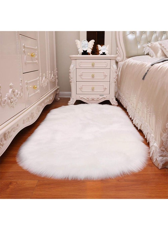 Generic Soft and Comfortable White Oval Plush Area Rug — Size 40×60cm, Perfect for Enhancing Your Home Decor  - Image 2