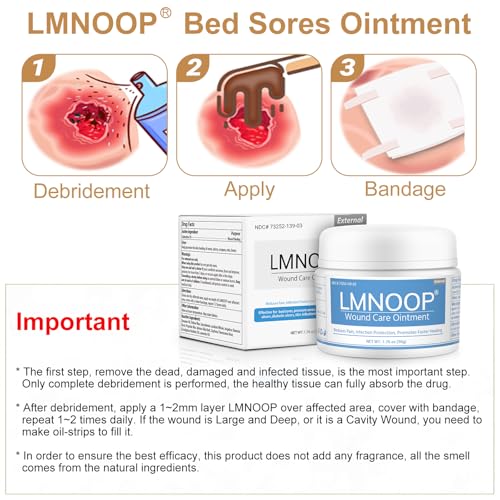 LMNOOP كريم LMNOOP لعلاج قرح الضغط، كريم حماية من العدوى لمدة 24 ساعة لقرح الفراش، الجروح السكرية، القدم الوريدية، قرح الساق، الجروح، الخدوش، والحروق (1.76 أونصة) - Image 5