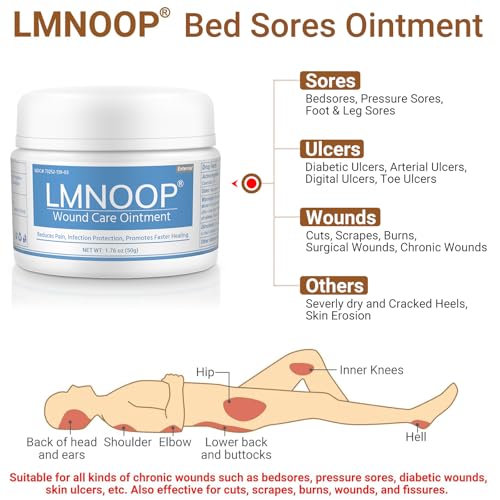 LMNOOP كريم LMNOOP لعلاج قرح الضغط، كريم حماية من العدوى لمدة 24 ساعة لقرح الفراش، الجروح السكرية، القدم الوريدية، قرح الساق، الجروح، الخدوش، والحروق (1.76 أونصة) - Image 2
