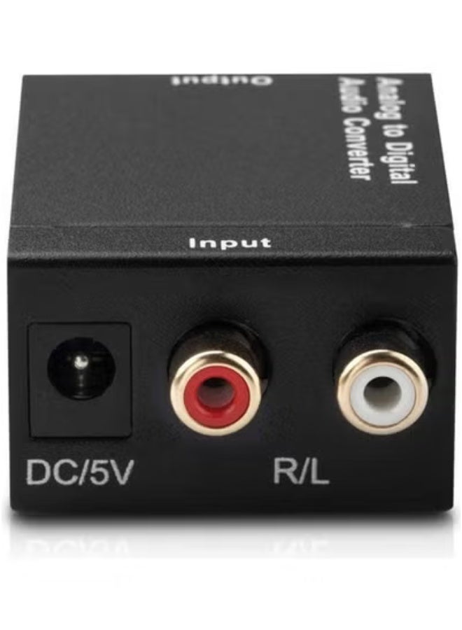 TIGER Analog to Digital Audio Converter – RCA L/R to Optical SPDIF & Coaxial Digital Output – Stereo Audio Adapter with Toslink Cable & USB Power – Converts Analog Audio to Digital Signal for Soundbar, DAC, AV Receiver, Home Theater – Plug & Play – Black  - Image 3