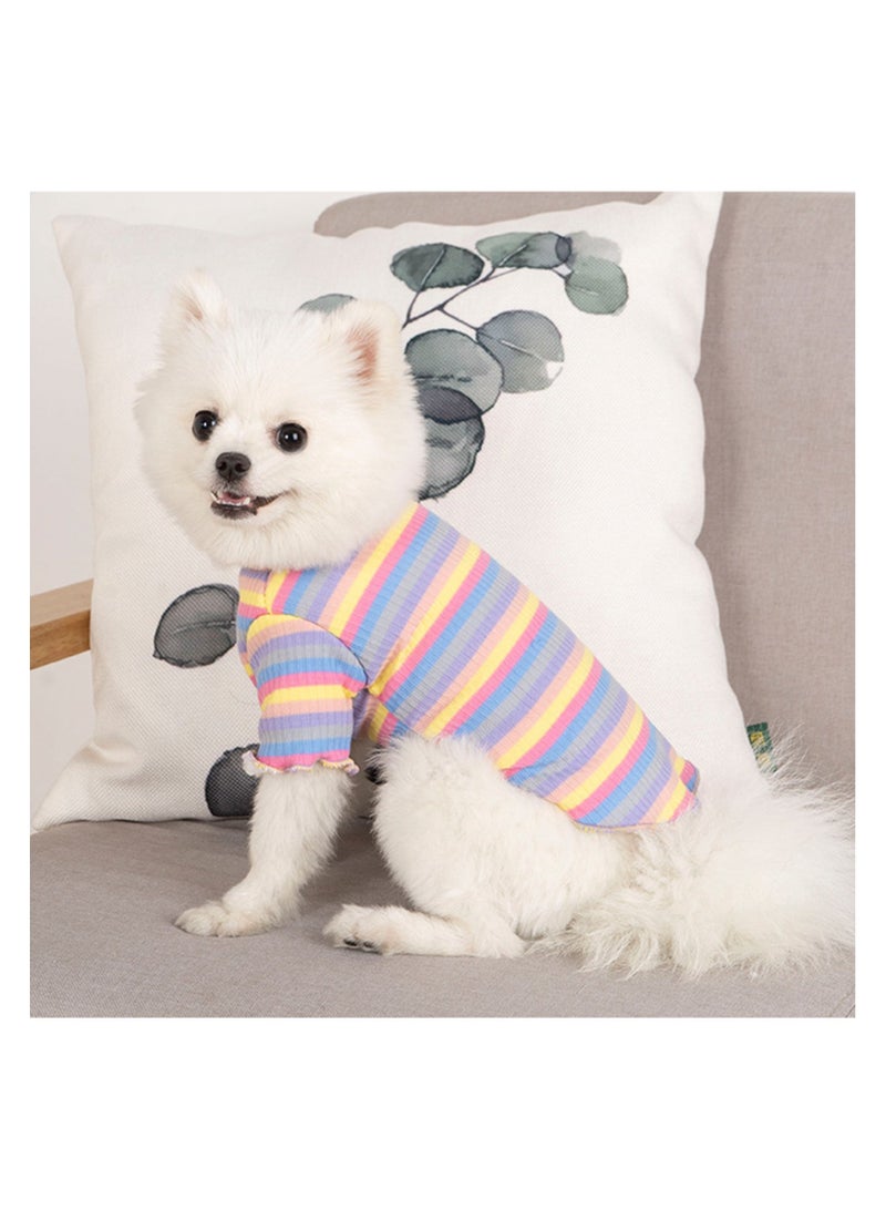 A.M Dog Shirt Cotton Thick Warm High Collar Long Sleeve Elastic Striped Dog Clothes, Suitable for Autumn and Winter - Image 2