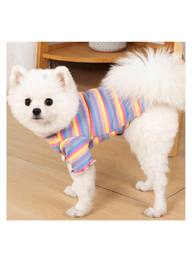 A.M Dog Shirt Cotton Thick Warm High Collar Long Sleeve Elastic Striped Dog Clothes, Suitable for Autumn and Winter - Image 1