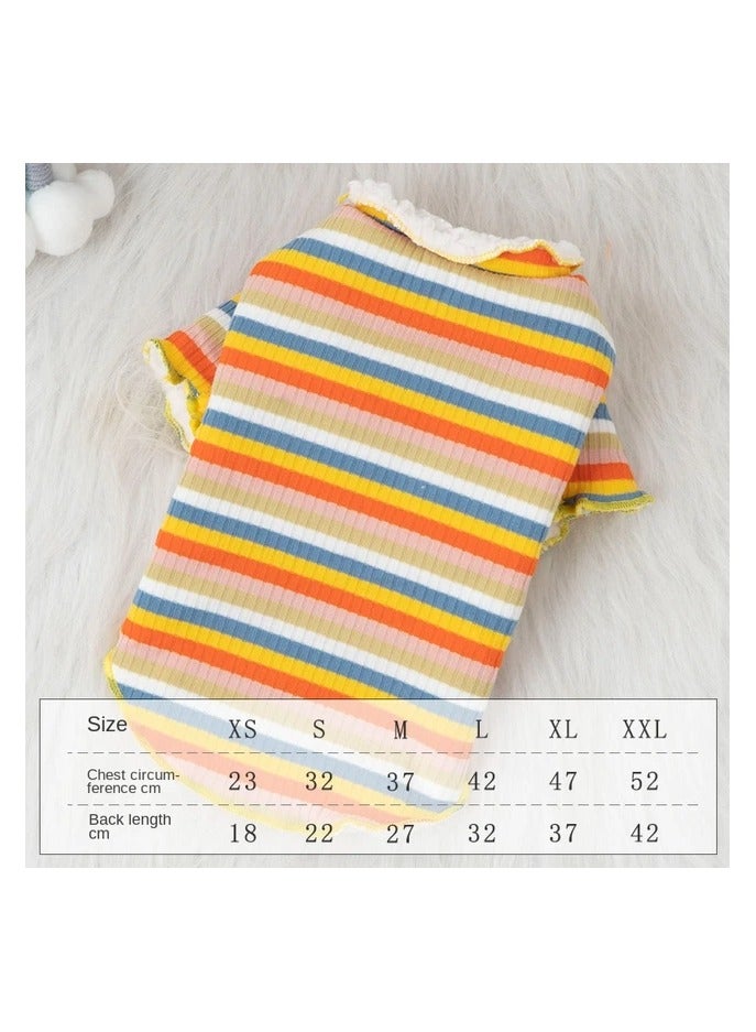A.M Dog Shirt Cotton Thick Warm High Collar Long Sleeve Elastic Striped Dog Clothes, Suitable for Autumn and Winter - Image 4