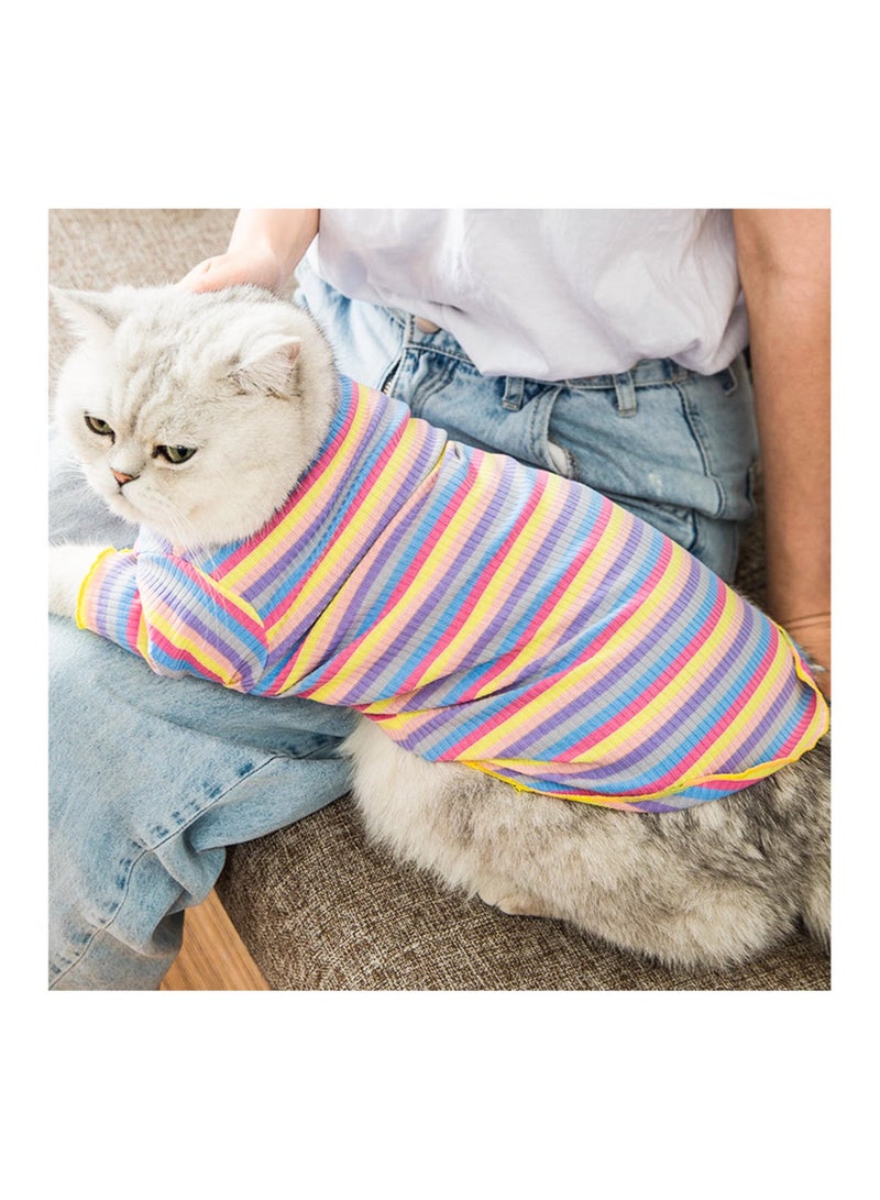 A.M Dog Shirt Cotton Thick Warm High Collar Long Sleeve Elastic Striped Dog Clothes, Suitable for Autumn and Winter - Image 3