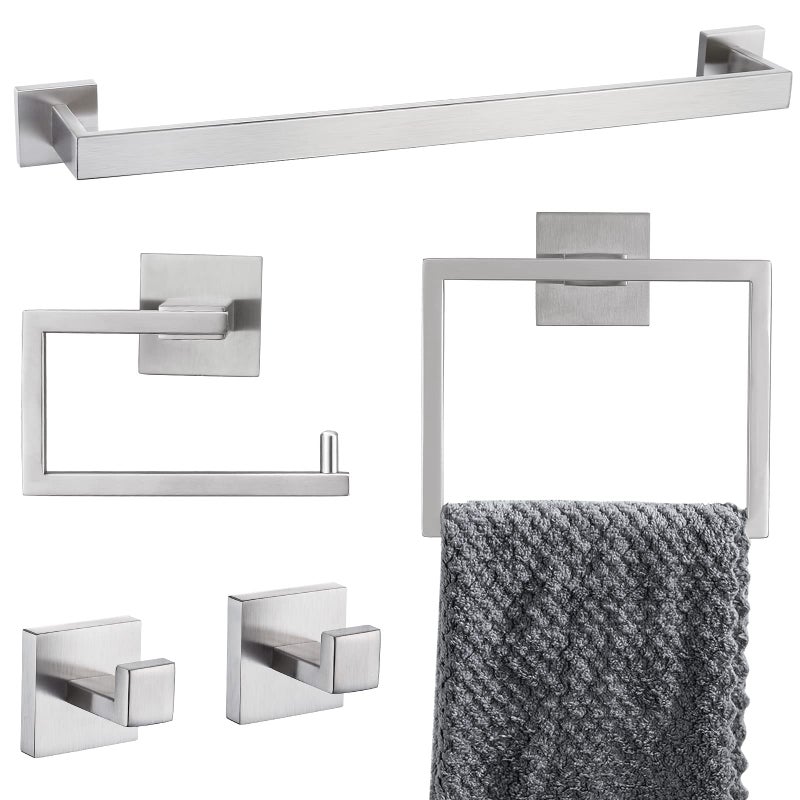 YACVCL 5Piece Bathroom Hardware Accessories Set 236 inch Towel Bar Towel Rack Sets Modern Towel Ring Kit Stainless Steel Wall Mounted Brushed Nickel