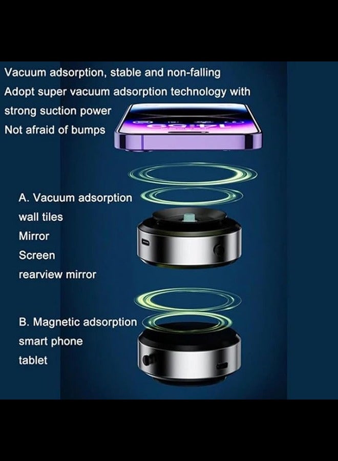 Earldom Double-Sided Phone Holder: Innovative Dual Suction Cup and Magnetic Design, Magnetic Car Suction Cup Holder, Suction Cup Phone Mount, 360°3D Rotation Portable Magnetic Phone Holder (Black) - Image 3