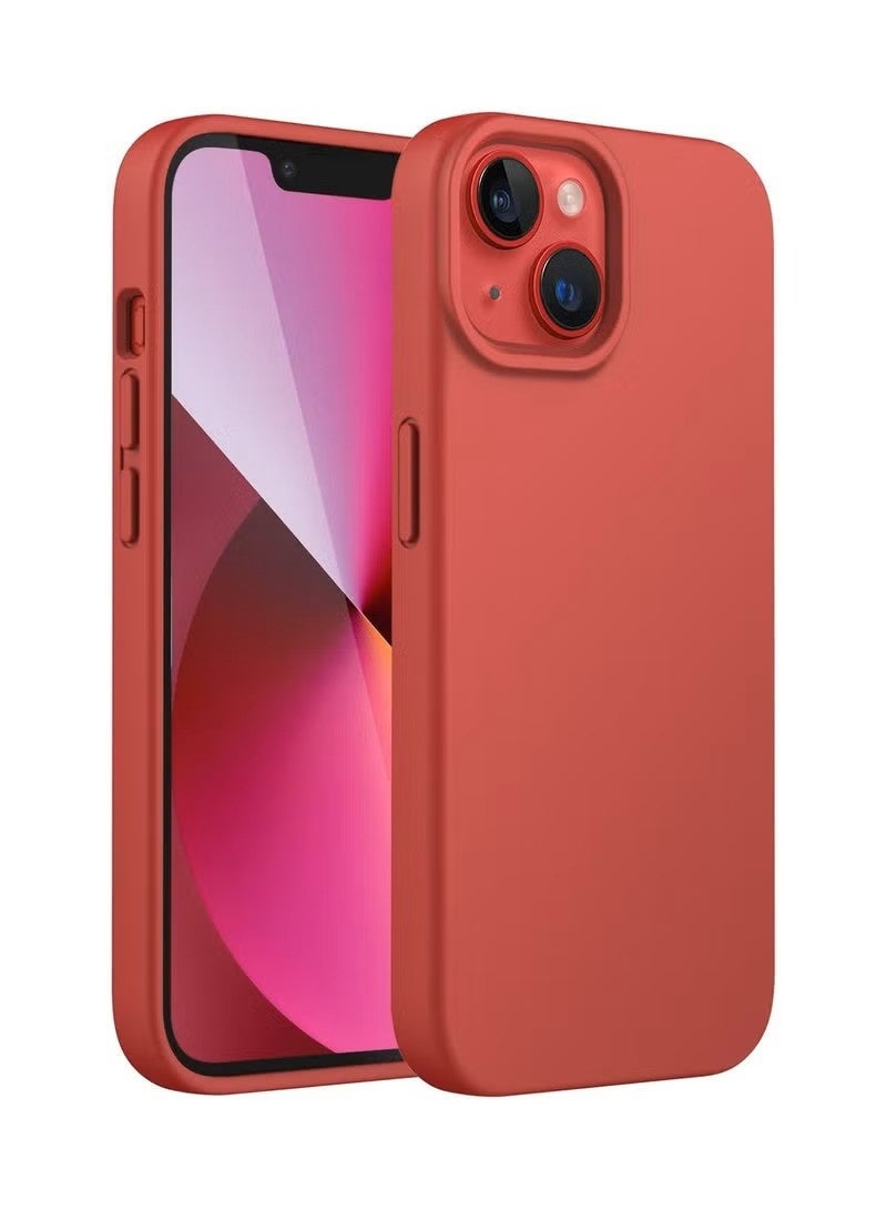 iPhone 15 Liquid Silicone Case - Slim Fit Soft Touch Protective Cover with Microfiber Lining & Camera Protection - Red - Image 1