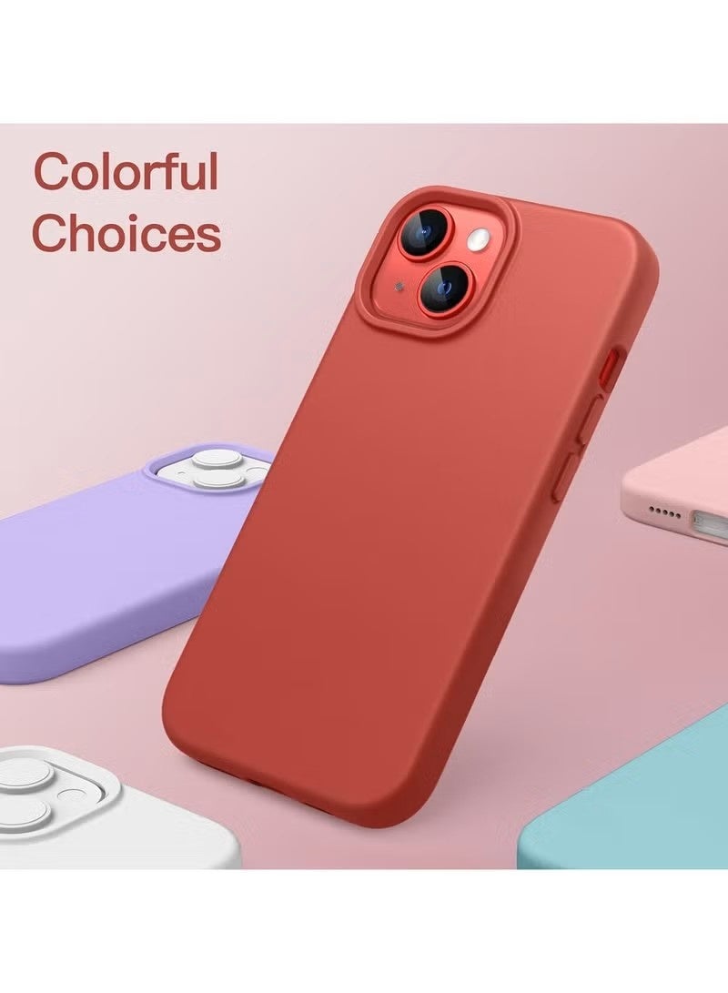 iPhone 15 Liquid Silicone Case - Slim Fit Soft Touch Protective Cover with Microfiber Lining & Camera Protection - Red - Image 5