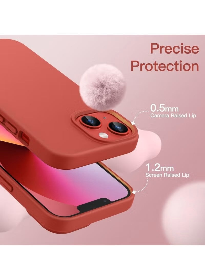 iPhone 15 Liquid Silicone Case - Slim Fit Soft Touch Protective Cover with Microfiber Lining & Camera Protection - Red - Image 3