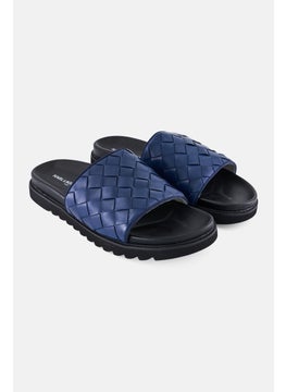 Karl Lagerfeld Men Slip On Leather Slides, Black  - Image 1