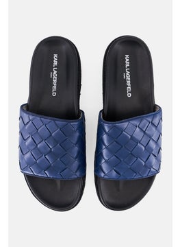 Karl Lagerfeld Men Slip On Leather Slides, Black  - Image 3