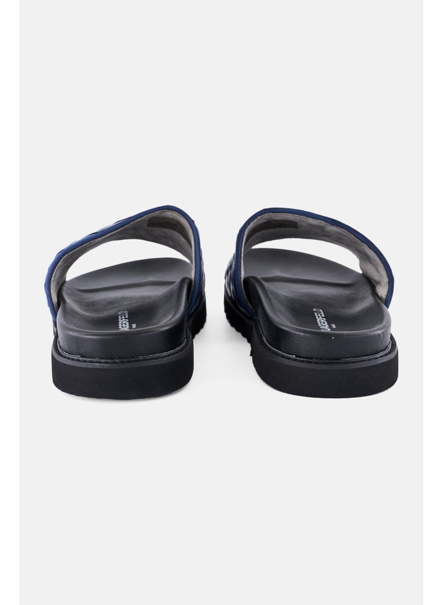 Karl Lagerfeld Men Slip On Leather Slides, Black  - Image 2