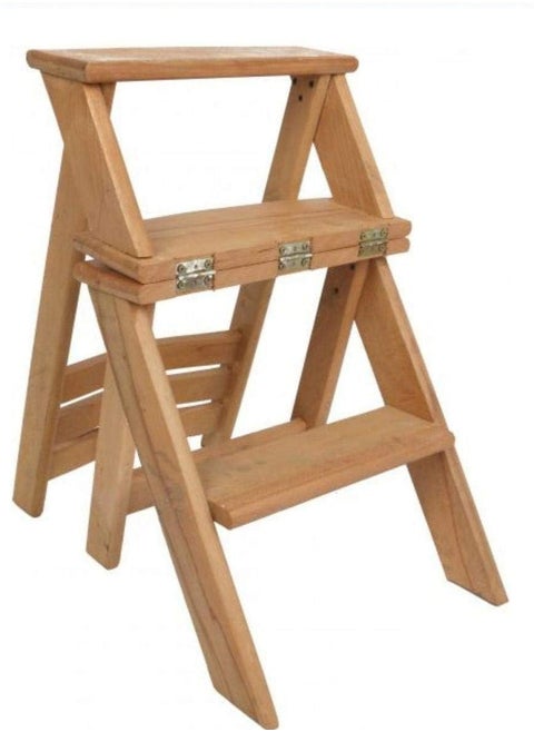 Beech Wood Convertible Chair Into A Ladder Beige 40 x 60 x 86cm