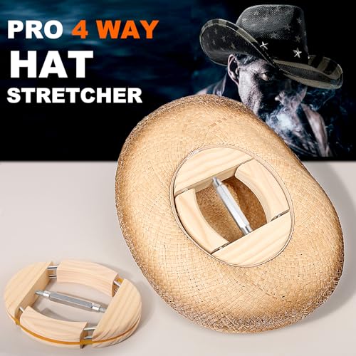 SPVIOQI Hat Stretcher 4 Way, Cowboy Hat Stretcher for Fitted Hats Size 6 7/8 to 8 1/2, Extender Widener Reshaper Fits All Caps - Solid Wood, Heavy Duty of Hats Jack Stretchers for Cowboy Baseball Caps - Image 3