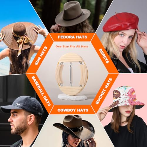 SPVIOQI Hat Stretcher 4 Way, Cowboy Hat Stretcher for Fitted Hats Size 6 7/8 to 8 1/2, Extender Widener Reshaper Fits All Caps - Solid Wood, Heavy Duty of Hats Jack Stretchers for Cowboy Baseball Caps - Image 5