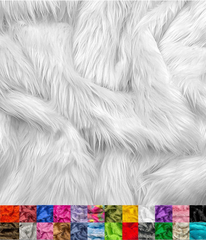 EOVEA Shaggy Faux Fur Fabric by The Yard â€“ 60â€ Wide | Fluffy, Soft Fake Fur Material for Sewing, Crafts, Costumes, Upholstery & Home Decor | Long Pile Plush Fabric(White,Half Yard) - Image 1