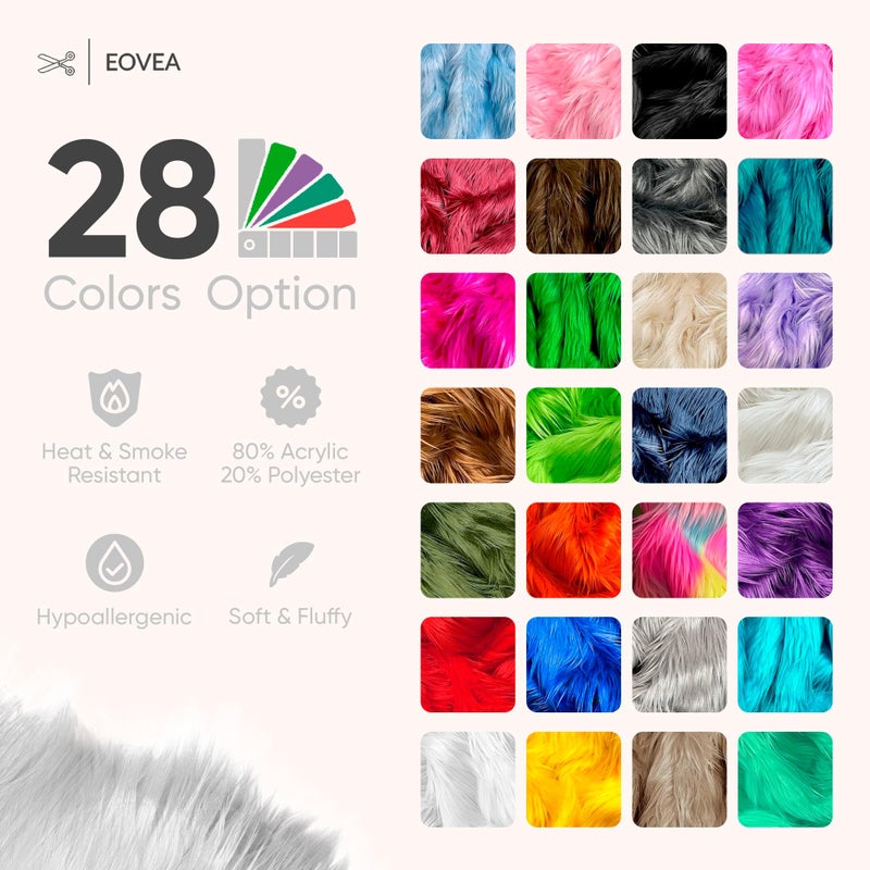 EOVEA Shaggy Faux Fur Fabric by The Yard â€“ 60â€ Wide | Fluffy, Soft Fake Fur Material for Sewing, Crafts, Costumes, Upholstery & Home Decor | Long Pile Plush Fabric(White,Half Yard) - Image 3