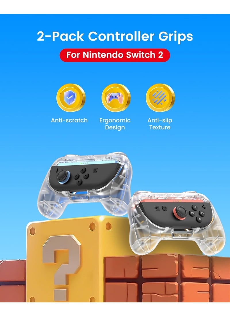 Transnovo Grips kompatibel mit Nintendo Switch 2, Verschleißfestes Griff-Set für mehr Komfort, Sicherer Halt & Langlebiges Design, Griff für lange Gaming-Sessions, Transparent (2 Pack)  - Image 2