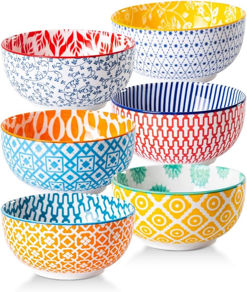 Cerkik Ceramic Dessert Bowls Set  11 Oz Porcelain Ice Cream Bowl for kitchen  47 Inch Small Cereal Bowl for Salad Fruits Ramen  Microwave Dishwasher Safe  Set of 6  Assorted Colors - Image 1