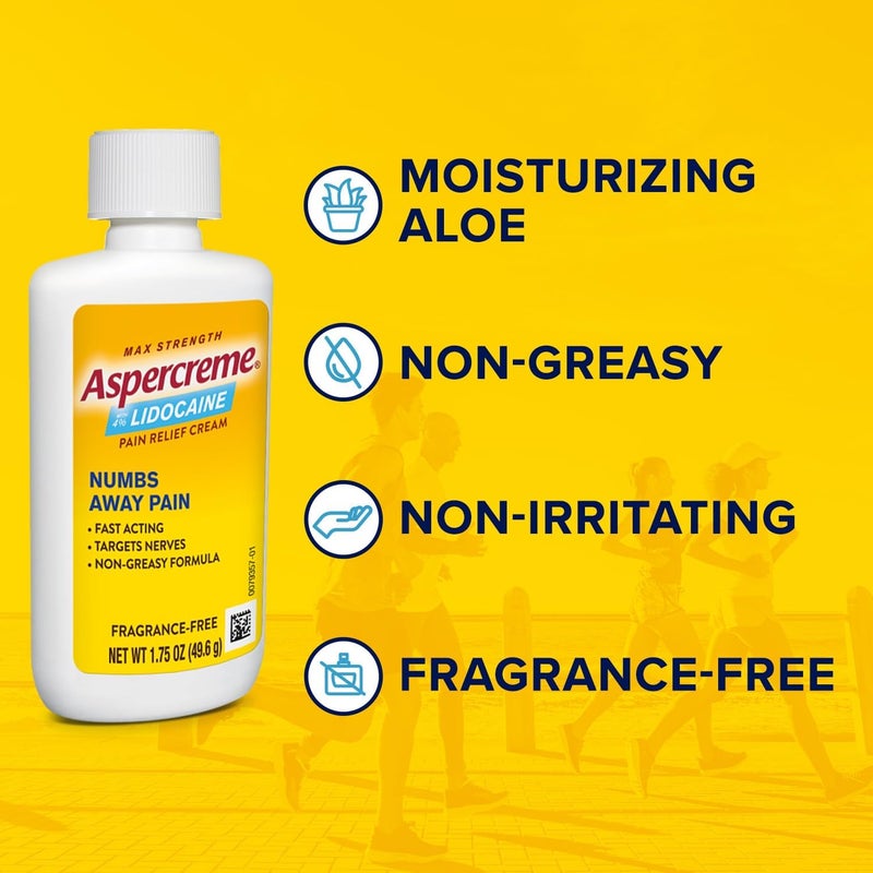 Aspercreme كريم أسبيركريم لتخفيف الألم بالليدوكائين يهدئ الأعصاب المتهيجة مسكن موضعي مخدر بقوة قصوى 4% ليدوكائين مع الألوة المرطبة 175 أونصة - Image 5