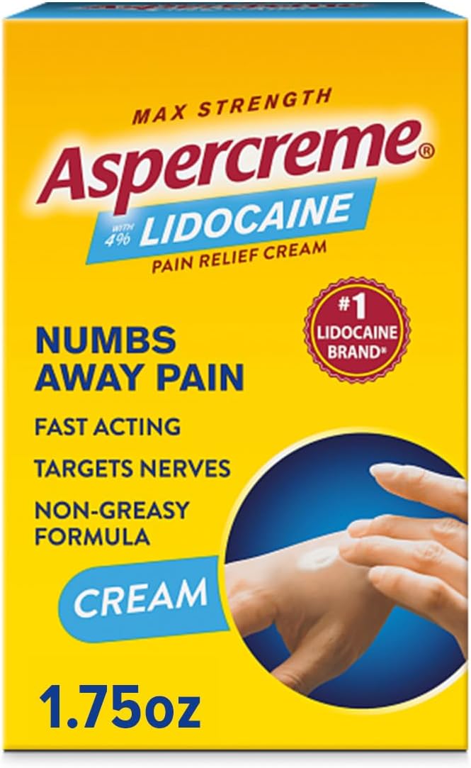 Aspercreme كريم أسبيركريم لتخفيف الألم بالليدوكائين يهدئ الأعصاب المتهيجة مسكن موضعي مخدر بقوة قصوى 4% ليدوكائين مع الألوة المرطبة 175 أونصة - Image 1