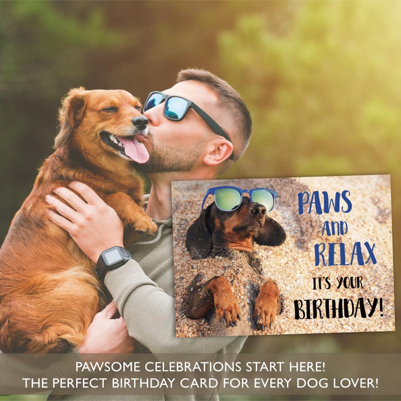 Gooji 5x7 Paws and Relax Dachshund Birthday Card â€“ Funny Dog-Themed Greeting Card with Relaxing Beach Vibes for Animal Lovers and Special Celebrations - Image 1