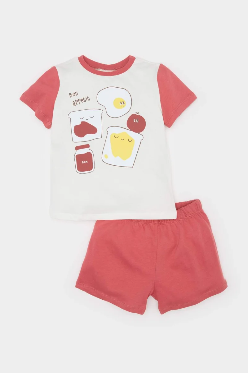 ديفاكتو Baby Boy Food Printed Cotton 2 Piece Pyjamas Set