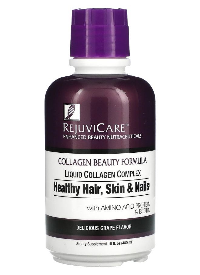 REJUVICARE - Collagen Beauty Formula Liquid Collagen Complex Healthy Hair Skin And Nails Grape 16 Fl Oz 480 Ml - Image 1