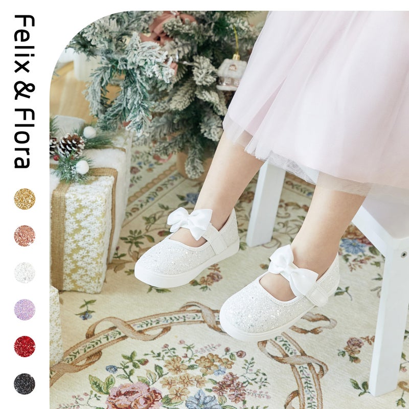 Felix & Flora Toddler/Little Kid Girls Running Shoes Glitter Sneakers Princess Fashion Casual Sports Shoes(White,5 Toddler) - Image 4