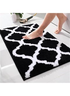 Bathroom Rugs Mat, Soft and Absorbent Microfiber Bath Rugs, Non-Slip Shaggy Shower Carpet, Machine Wash Dry, Bath Mats for Bathroom Floor, Tub and Shower (Black, 50 * 80cm)