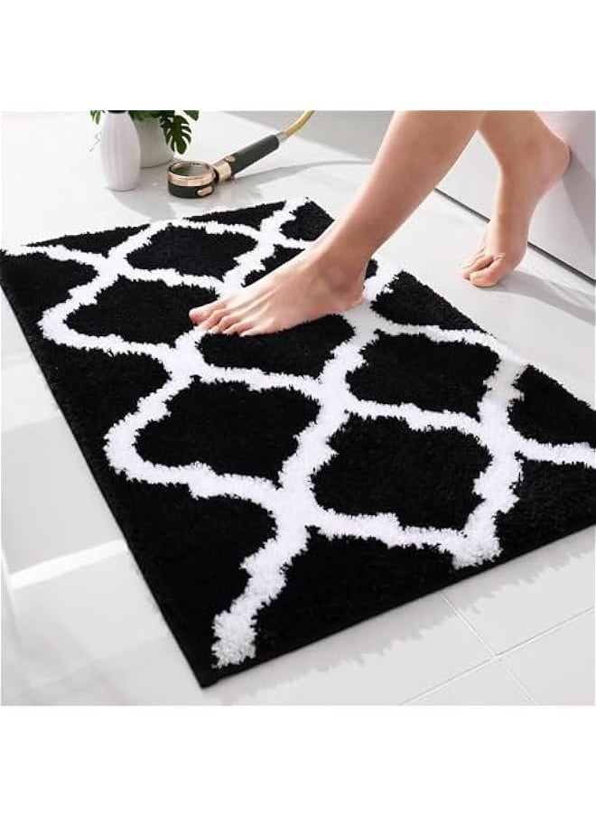 MIXDE - Bathroom Rugs Mat, Soft and Absorbent Microfiber Bath Rugs, Non-Slip Shaggy Shower Carpet, Machine Wash Dry, Bath Mats for Bathroom Floor, Tub and Shower (Black, 50 * 80cm) - Image 1