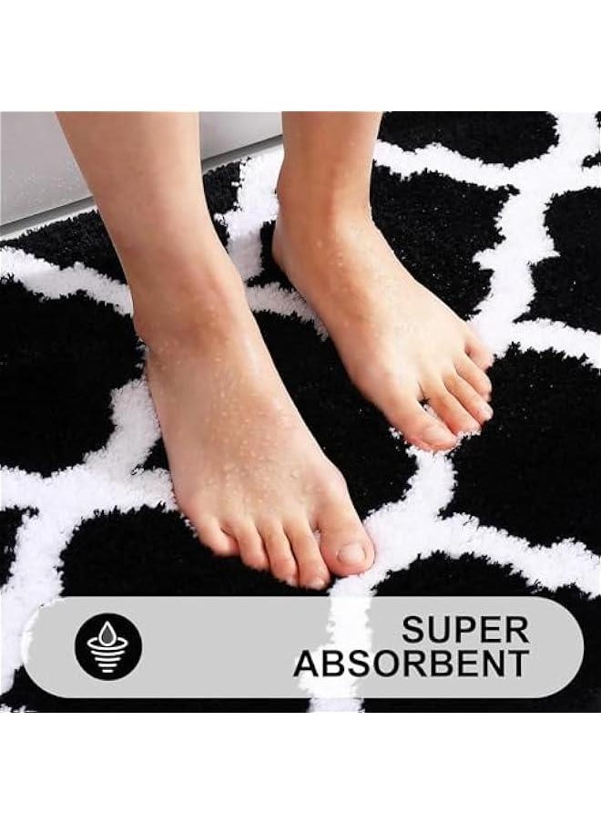 MIXDE - Bathroom Rugs Mat, Soft and Absorbent Microfiber Bath Rugs, Non-Slip Shaggy Shower Carpet, Machine Wash Dry, Bath Mats for Bathroom Floor, Tub and Shower (Black, 50 * 80cm) - Image 1