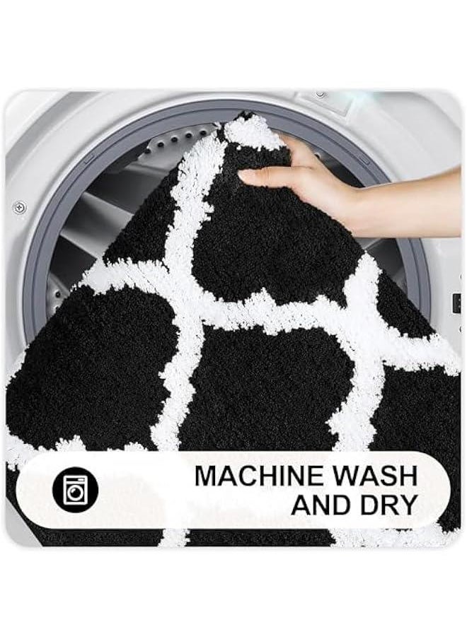 MIXDE - Bathroom Rugs Mat, Soft and Absorbent Microfiber Bath Rugs, Non-Slip Shaggy Shower Carpet, Machine Wash Dry, Bath Mats for Bathroom Floor, Tub and Shower (Black, 50 * 80cm) - Image 1