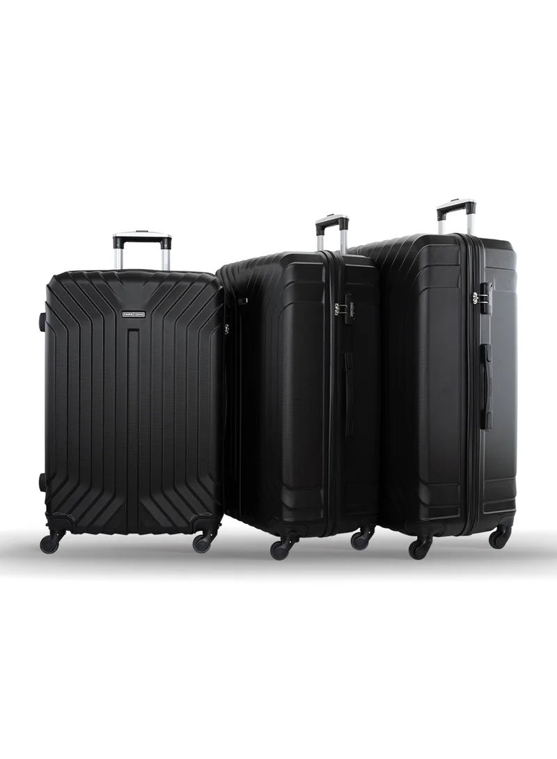 Lightweight 3-Pieces ABS Hard Side Travel Luggage Trolley Bag Set With Lock For Men/Women/Unisex Black