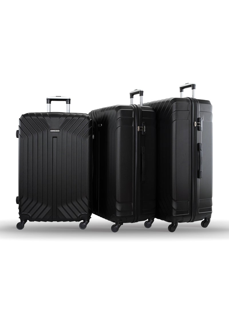 PARAJOHN Lightweight 3-Pieces ABS Hard Side Travel Luggage Trolley Bag Set With Lock For Men/Women/Unisex Black  - Image 1