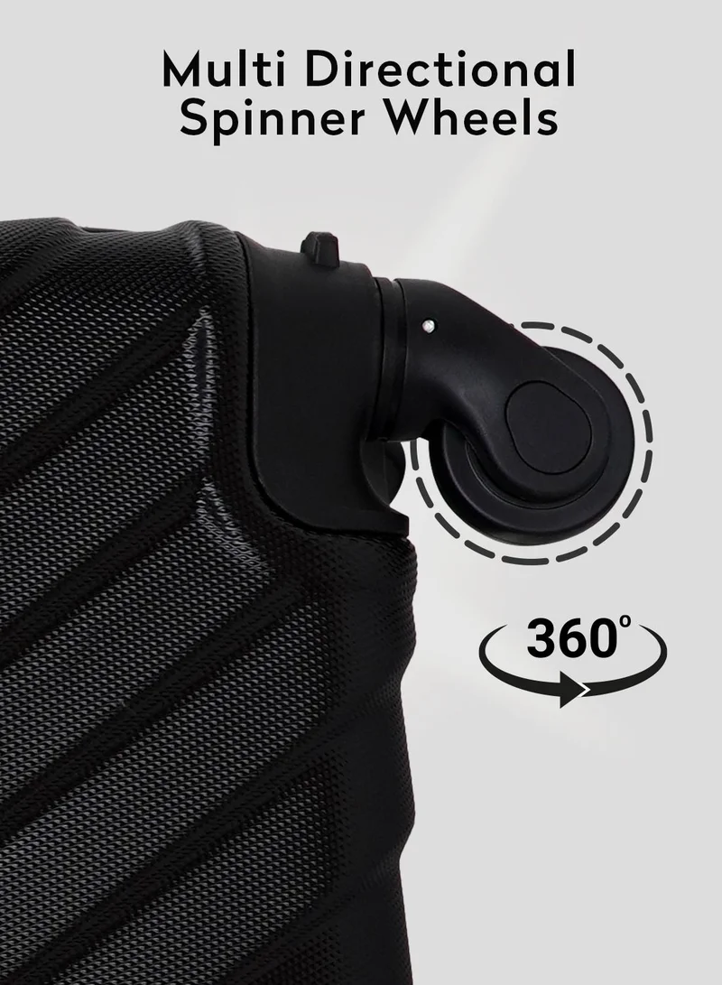 بارا جون طقم حقائب سفر بعجلات صلبة خفيفة الوزن من  قطع مع قفل للرجال والنساء أسود