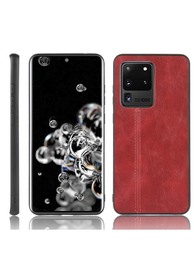 زبون جراب لهاتف Galaxy S20 Ultra مقاوم للصدمات بنمط جلد البقر المخيط من البولي كربونات + البولي يوريثان الحراري + جراب TPU - Image 1