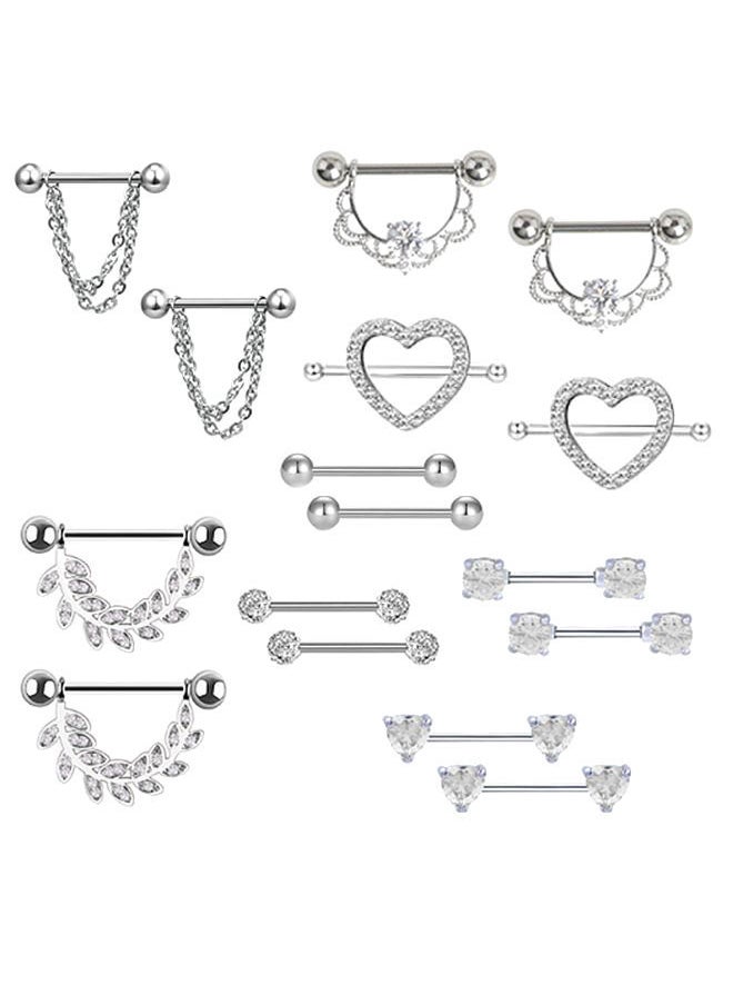 NIBEMINENT - 8-Piece Stainless Steel Tongue And Nipple Rings Ring Set - Image 1